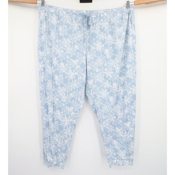 Sleep Sense Pajama Pants Blue Snowflake Pattern Capri Cotton Blend 3X NWT - Picture 1 of 11